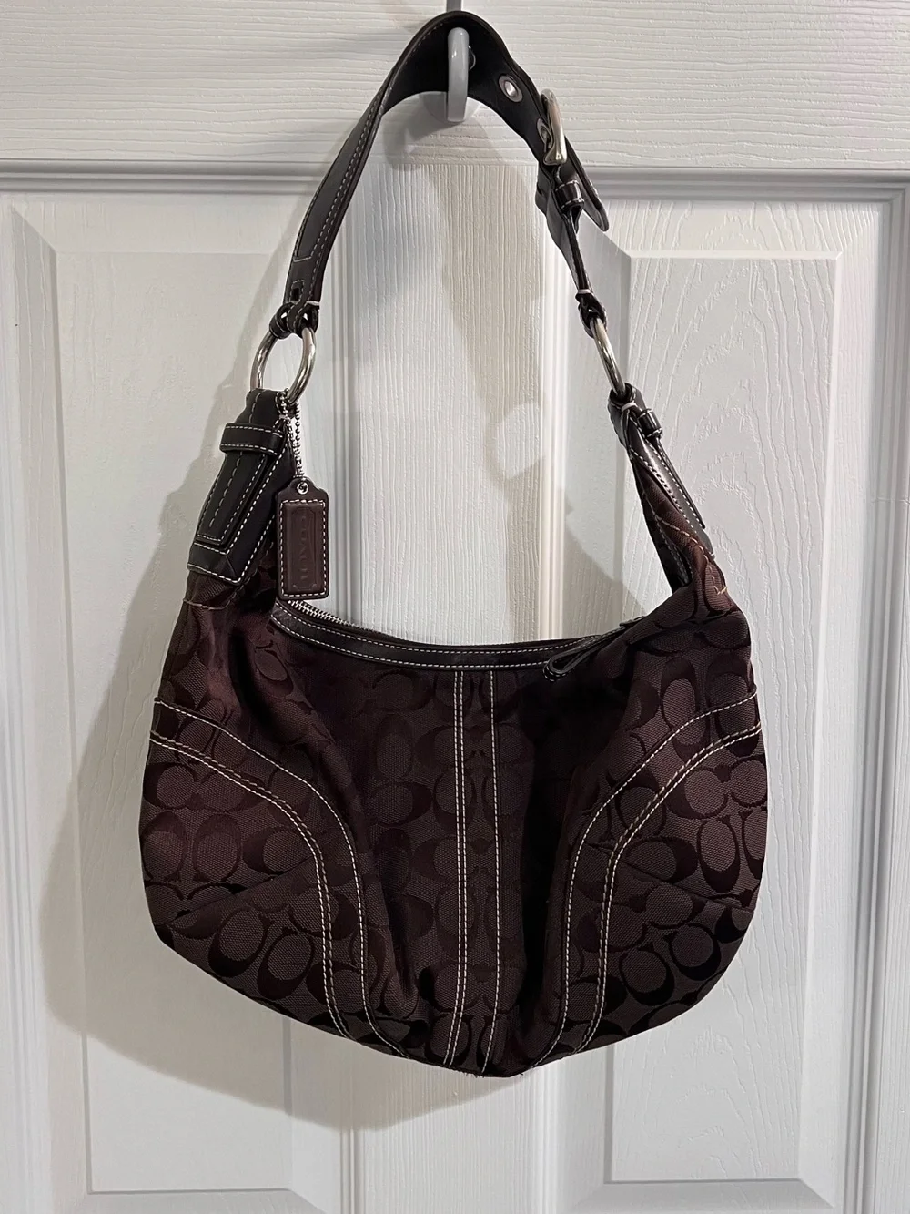Coach Brown Signature Hobo Shoulder Bag